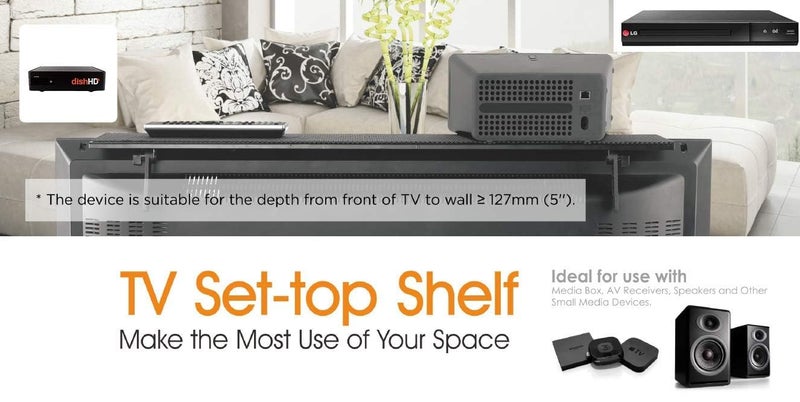 Mount Plus MP-APM-05-03 Top Shelf TV Mounting Bracket 36-inch Wide Platform | Holds Speaker, Streaming Device, Game Console, and More (1 Pack 36 Inch) - Image 2